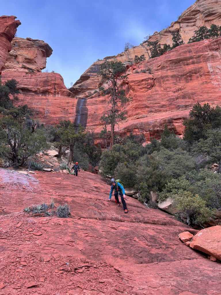 A look back at rappel three in Grizzly Canyon