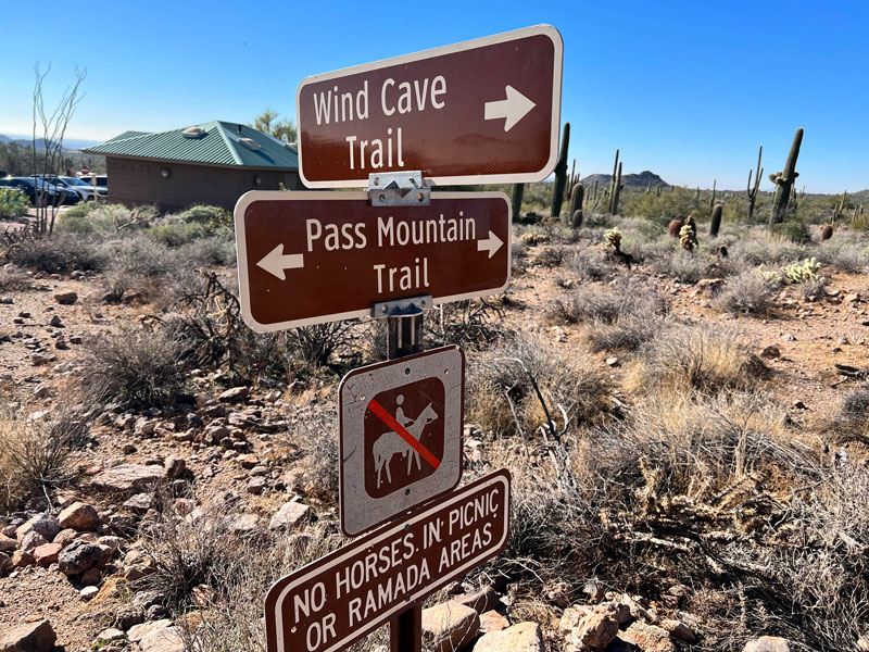 Wild Cave Trail and Pass Mountain Trail sign