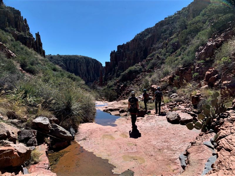 Hiking down Phog Canyon, Sierra Anchas