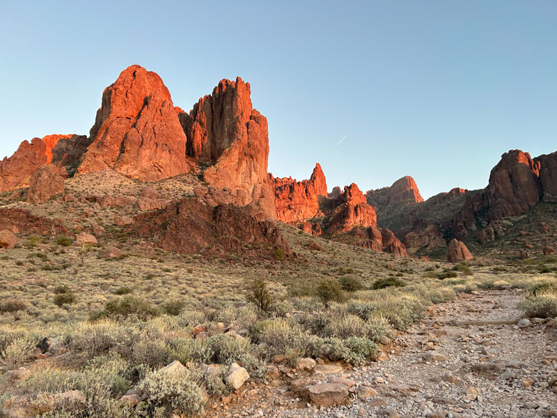 Superstition Mountains and Flatiron at dusk
