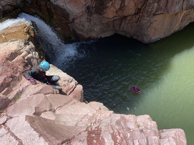 Jump 1 optional rappel 3 in Christopher Creek Gorge