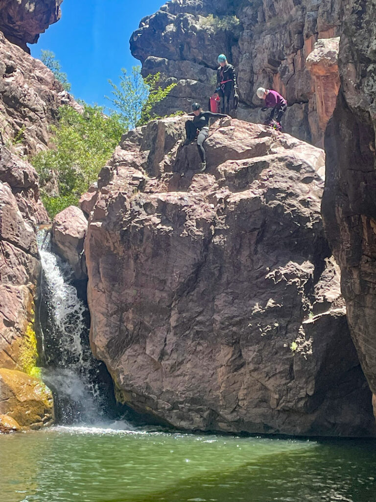 Jump 2 optional rappel 5 in Christopher Creek Gorge