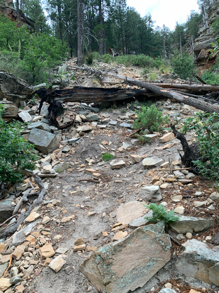 Loose terrain along the Railroad Tunnel Trail