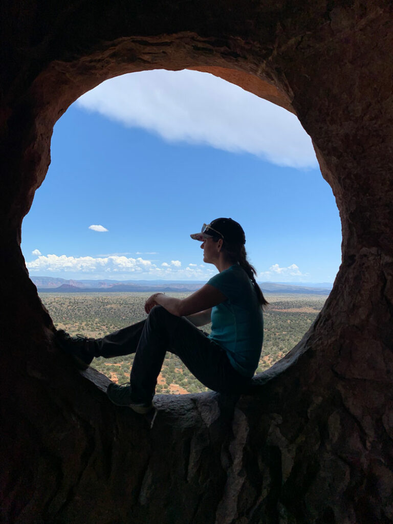 View through the small hole in Robbers Roost Sedona