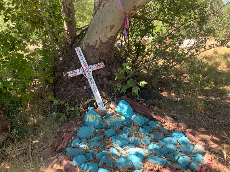 Memorial for flash flood victims at Water Wheel Falls