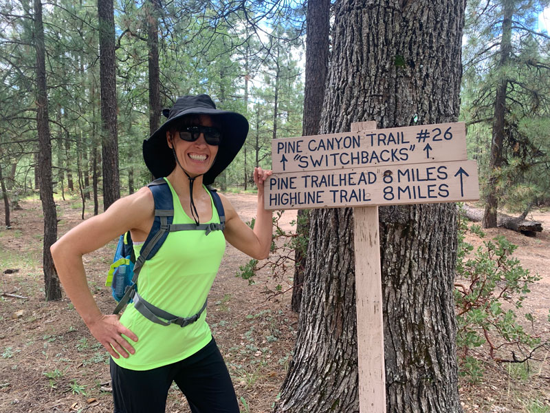 Sign for the switchbacks of Pine Canyon