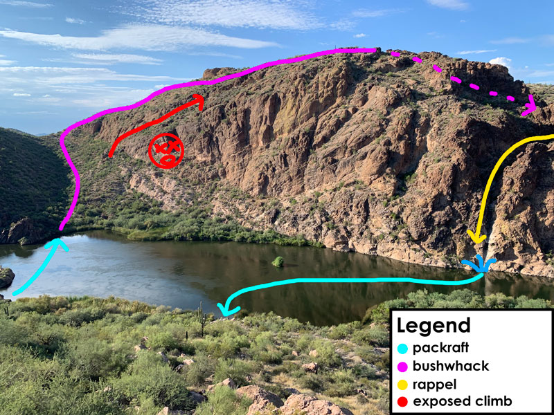Overview of the Splash Down Canyon route