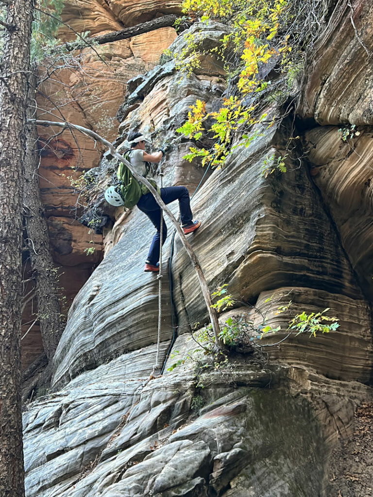 Pumphouse Wash climber's exit mandatory handline