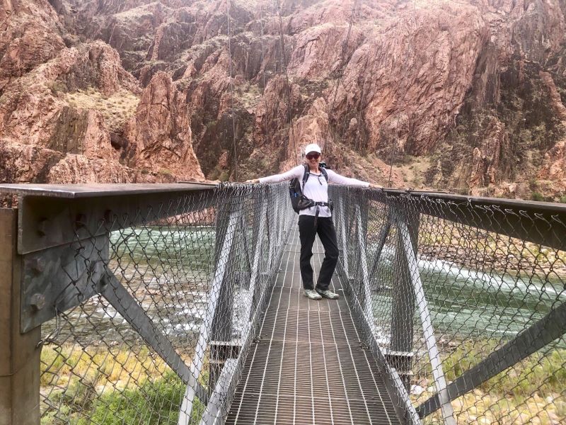 Crossing the Colorado River on the silver bridge Grand Canyon