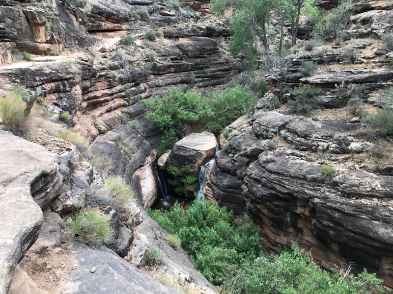 Waterfall along Garden Creek near Havasupai Gardens Grand Canyon