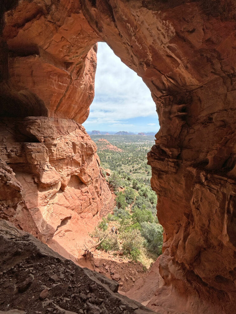 View from the upper level of Keyhole Cave in Sedona, Arizona