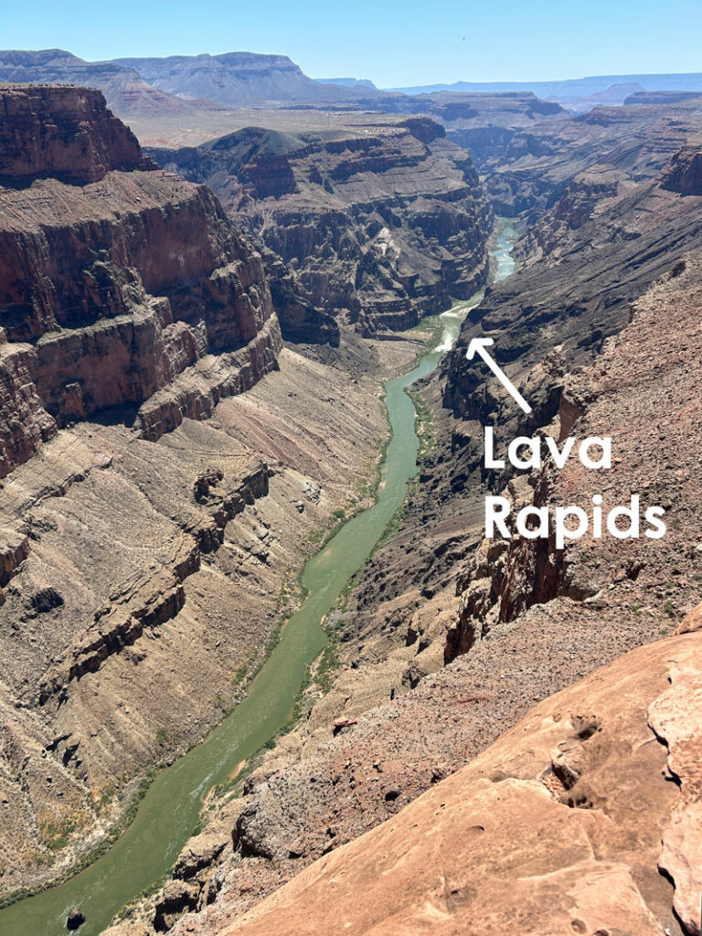 View of Lava Rapids in the Grand Canyon from Toroweap Overlook