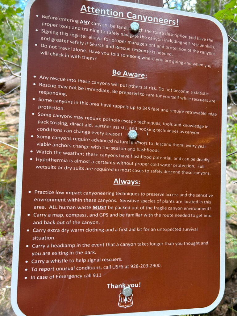 Warning sign at Illusions Canyon