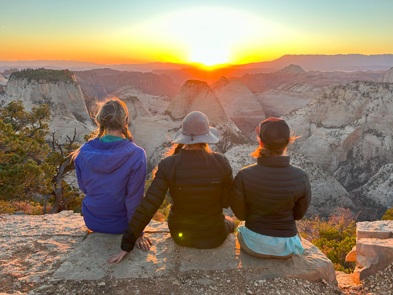 Sunset view from campsite 5 along West Rim Trail in Zion National Park