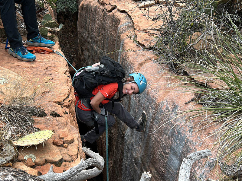 Sedona Subway Canyon rappel 1 start