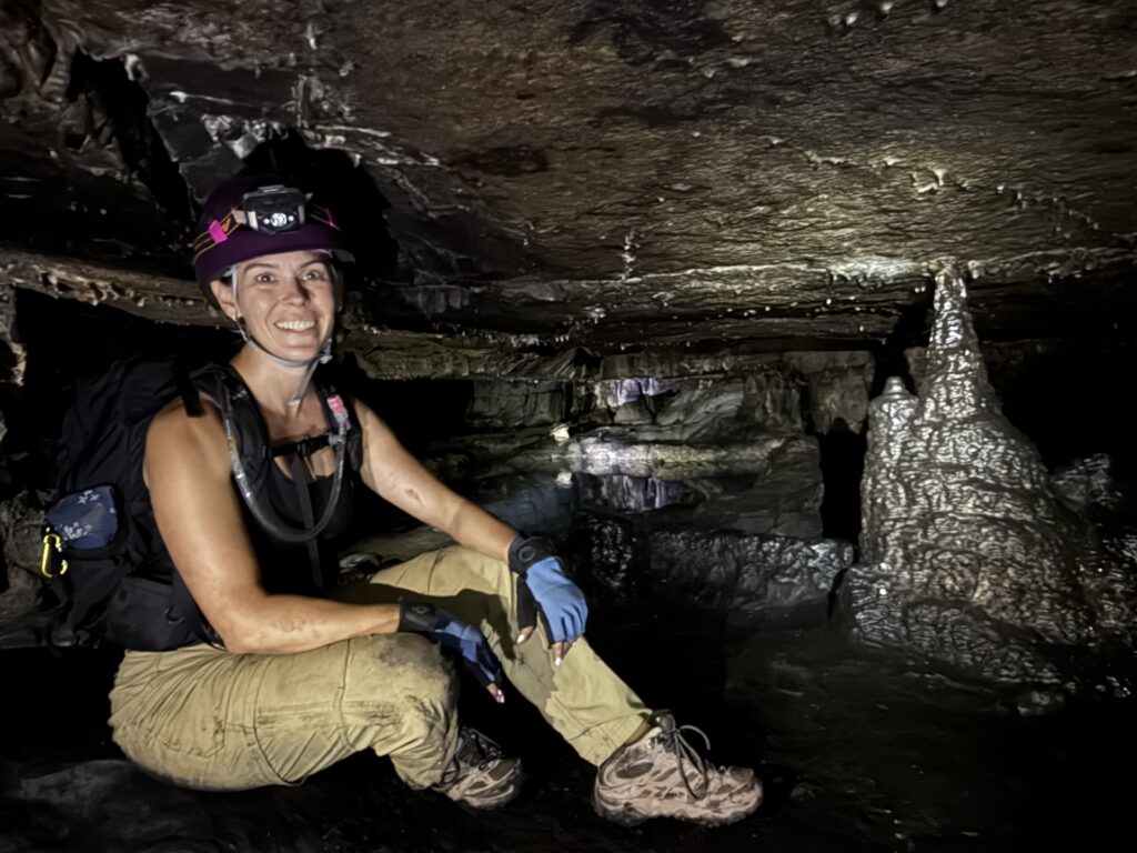 Enjoying the water at the back of Preacher Cave
