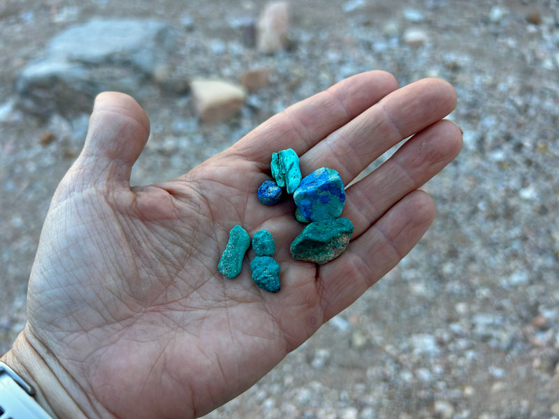Azurite and malachite in Hance Creek wash