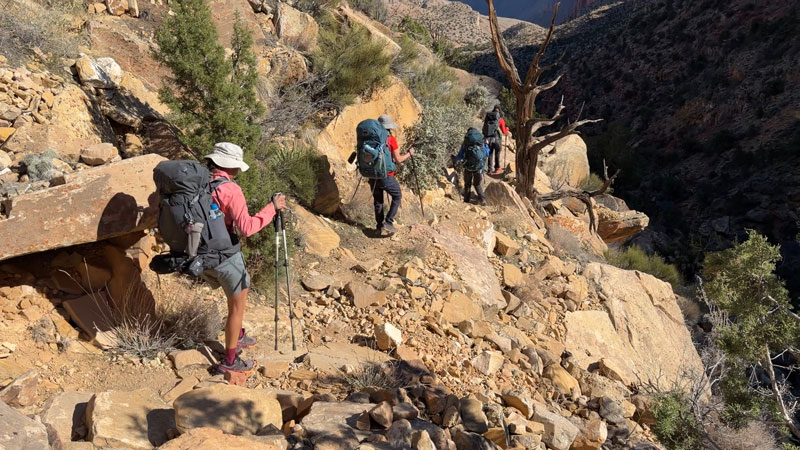 Descending the Tanner Trail in the Grand Canyon