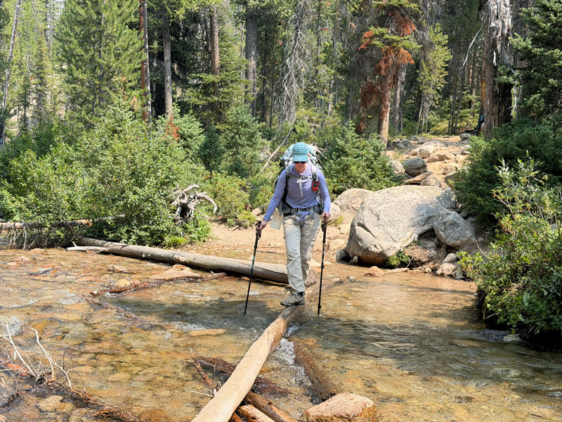Crossing a creek in the Sawtooth Wilderness