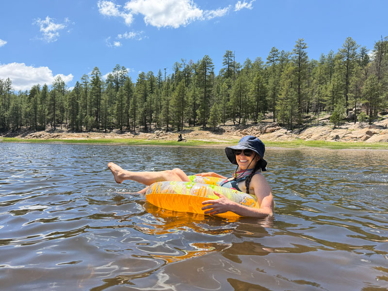 Floating in Knoll Lake on the Mogollon Rim in Arizona