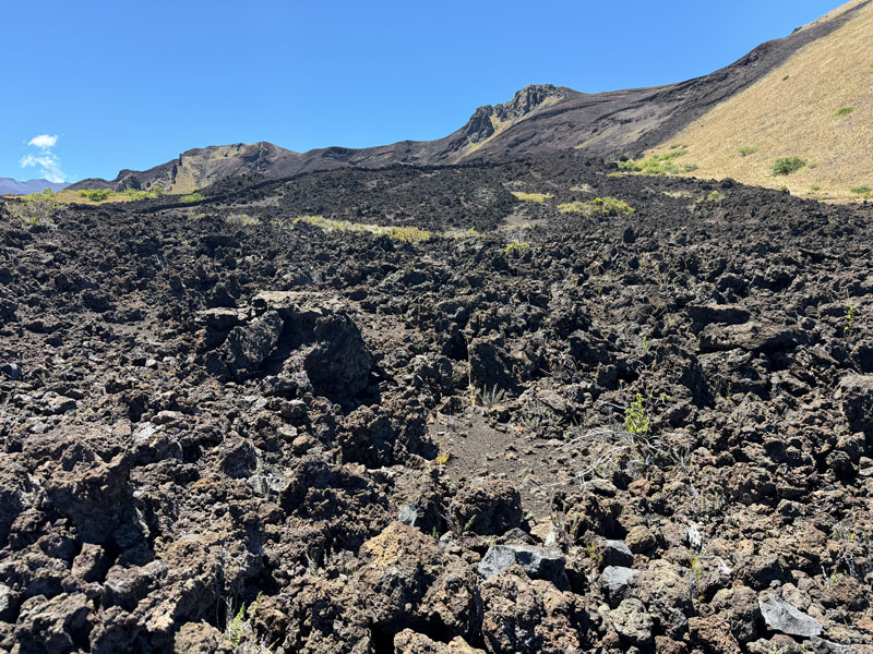 Rough lava rocks along Halemau'u Trail